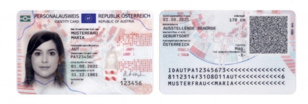 Muster Personalausweis Vorder- und Rückseite